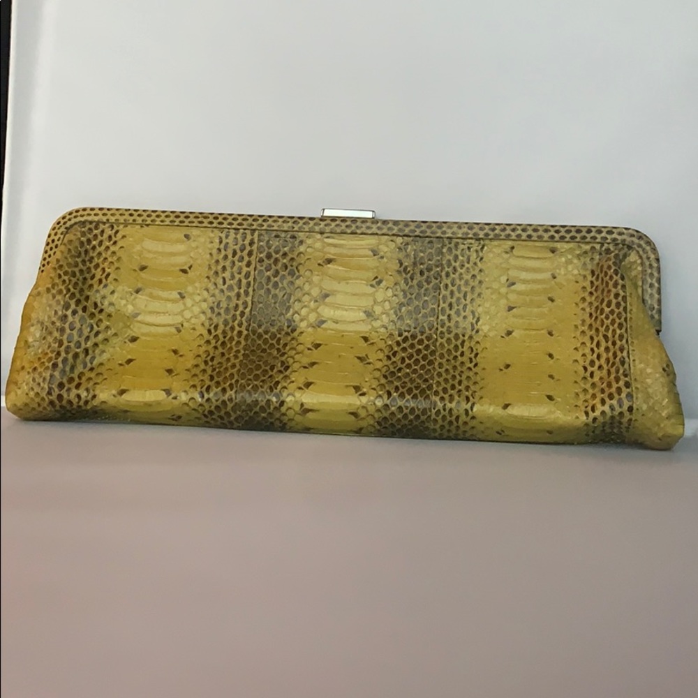 Michael Kors python clutch in chartreuse